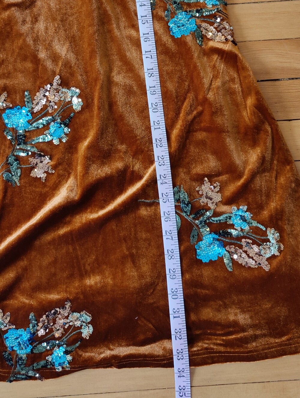 NWT Velvet Floral Sequin Mini Dress - Picture 5 of 7